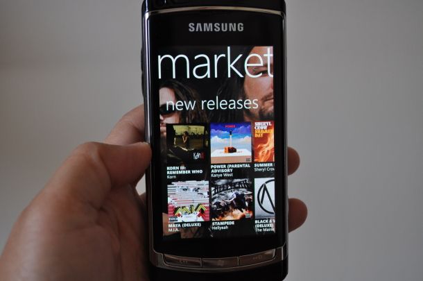 Photo of Zune Marketplace running on Windows Phone 7