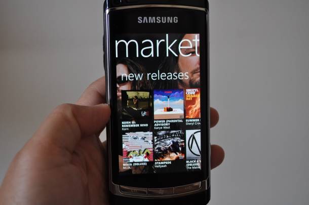 Photo of Zune Marketplace running on Windows Phone 7