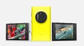 A screenshot of the Nokia Lumia 1020 showing the front display and the back camera