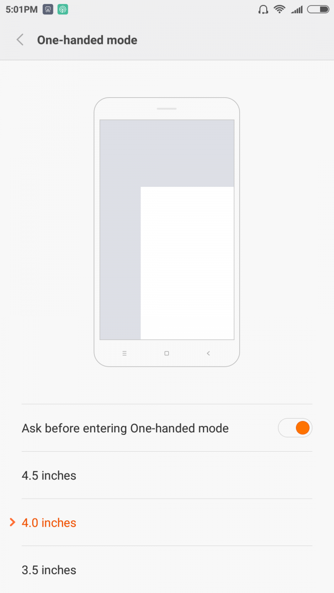 One-handed mode
