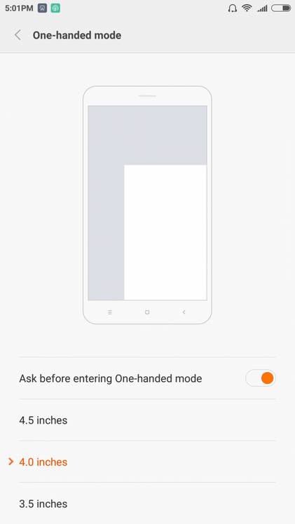 One-handed mode