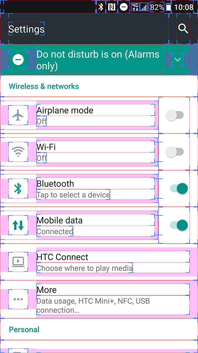 HTC 10 Layout Bounds Bounding Box