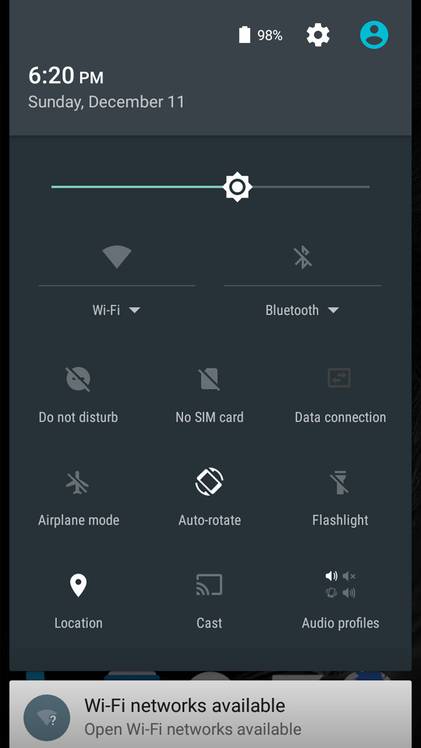 Ulefone Metal Quick Settings Menu
