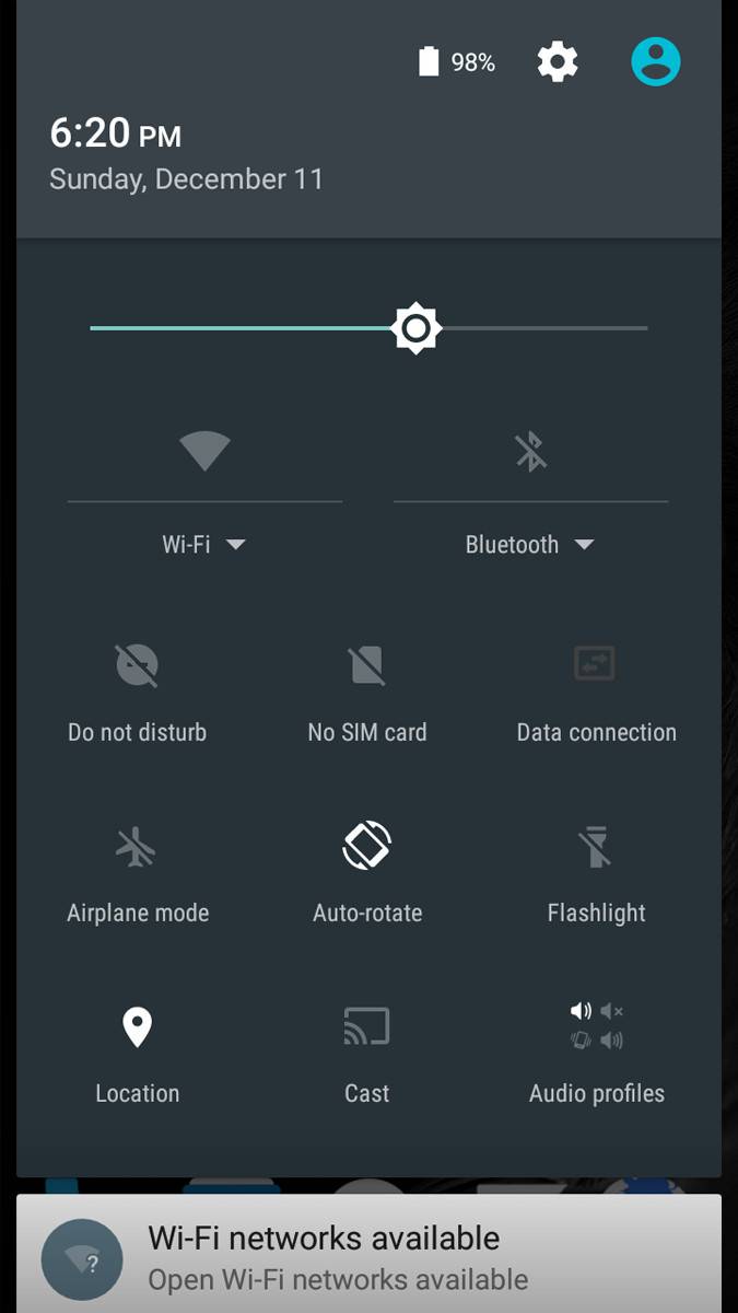 Ulefone Metal Quick Settings Menu