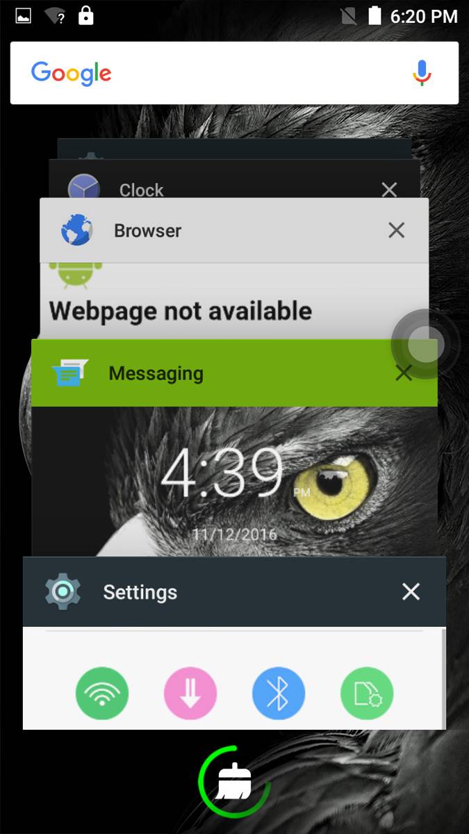Ulefone Metal Recents Menu