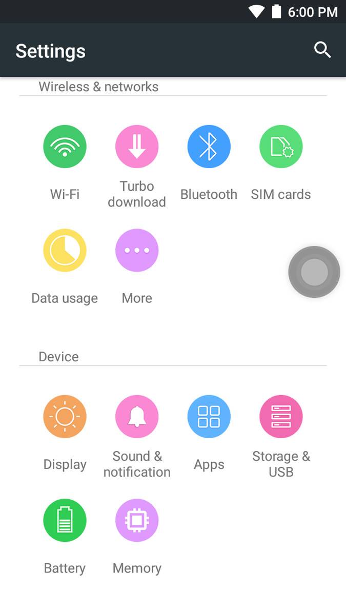 Ulefone Metal Settings Menu 1 of 2