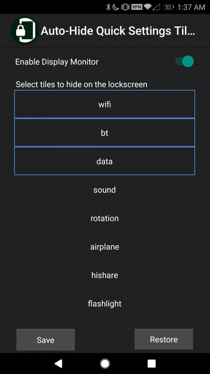 Hide Quick Settings Tiles Lock Screen