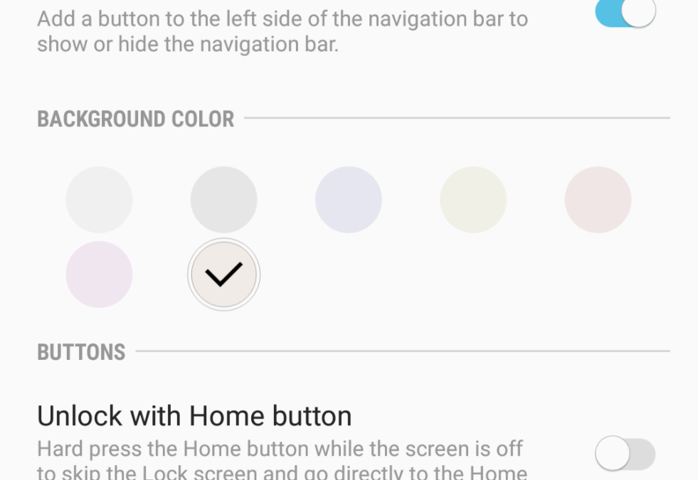 Galaxy S8 navigation bar color