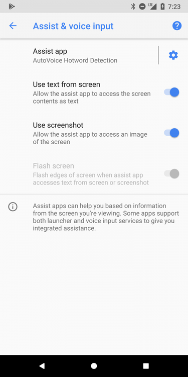 Google Pixel 2 Assistant Settings