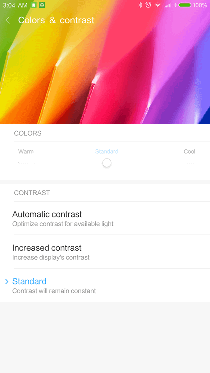 Xiaomi Mi Note 2 Display Colour Settings