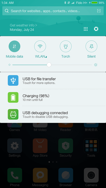 Xiaomi Mi Note 2 Notification Pulldown