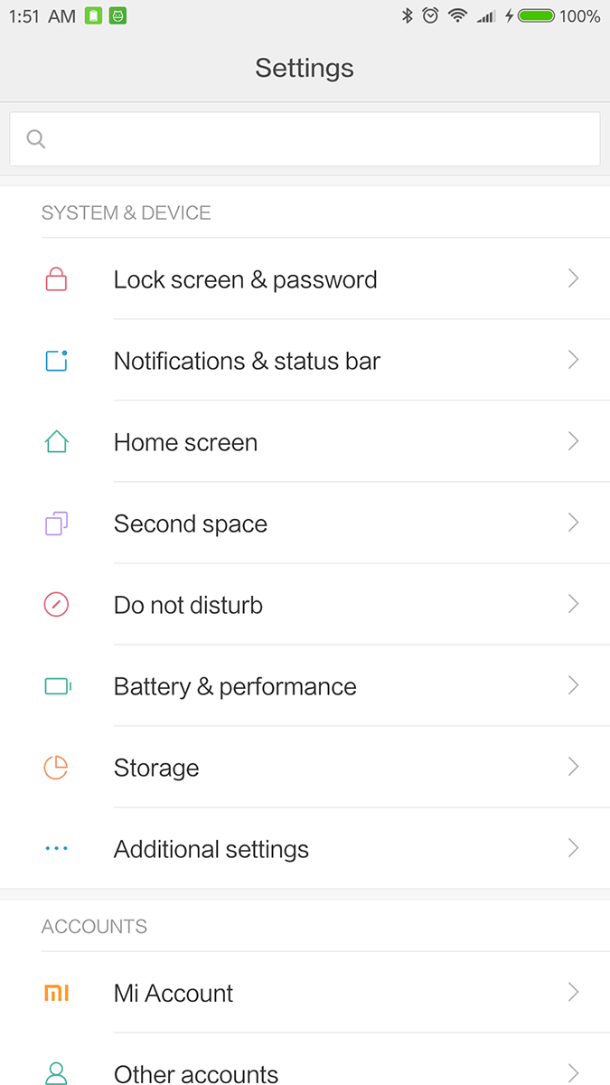 Xiaomi Mi Note 2 Settings Menu 2 of 3