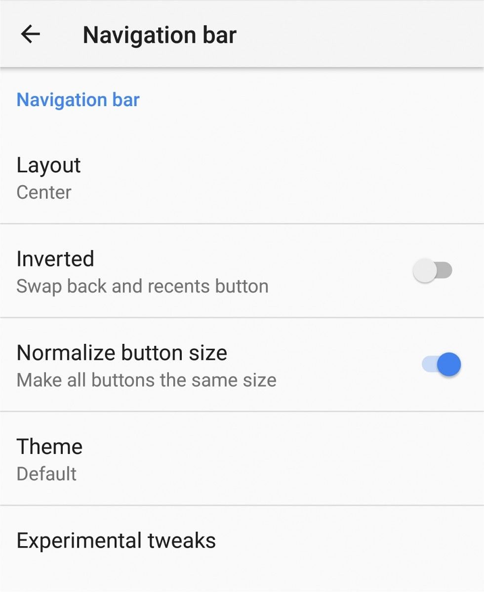 Custom Navigation Bar Settings
