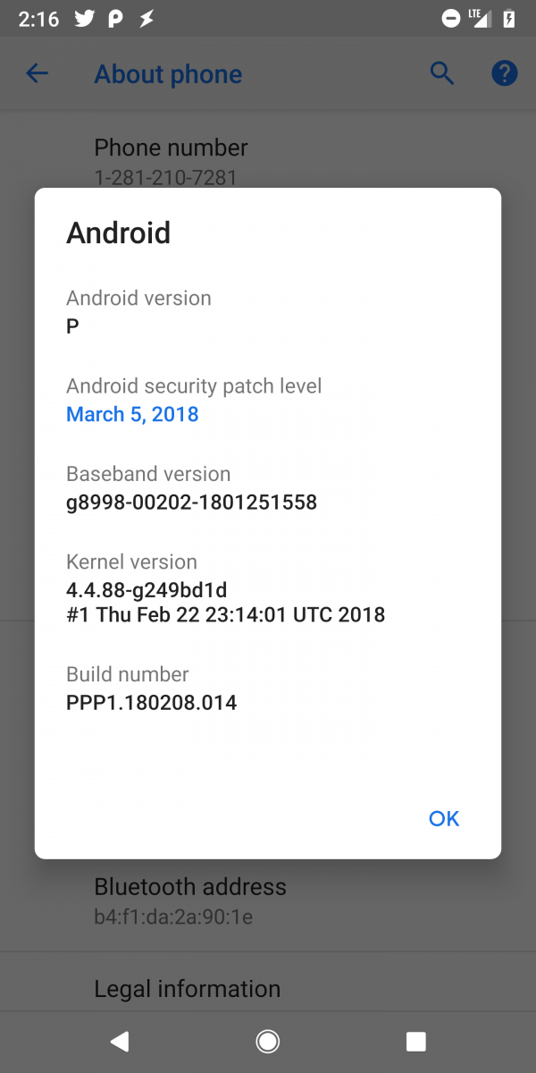 Android P Developer Preview 1, Android 9.0, Google Pixel, Google Pixel XL, Google Pixel 2, and Google Pixel 2 XL
