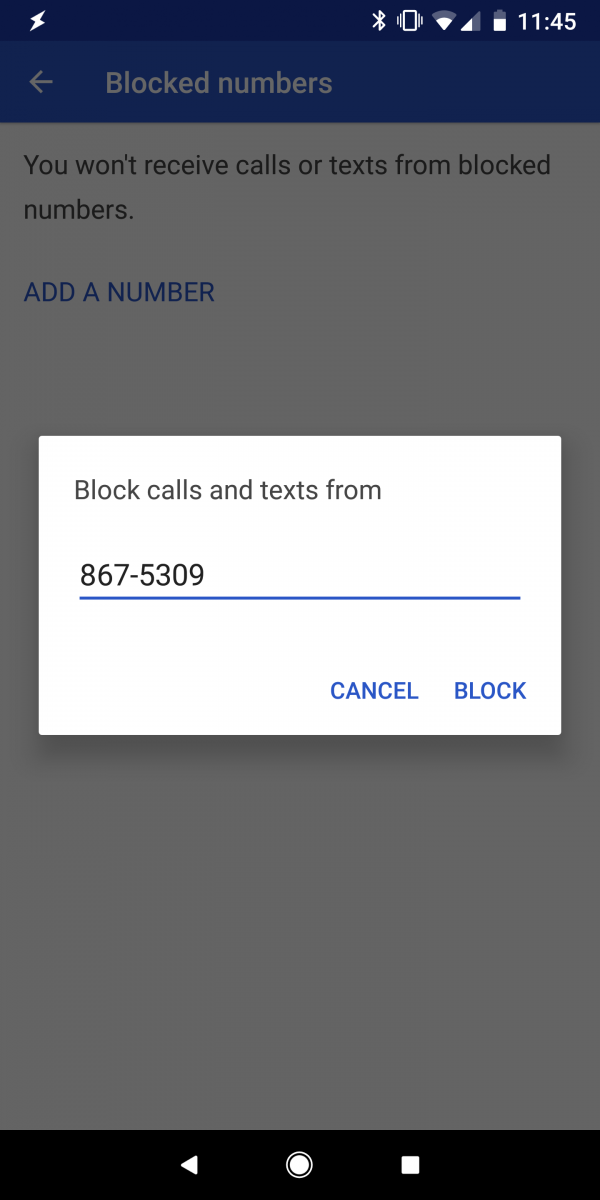 Android P Call Blocking