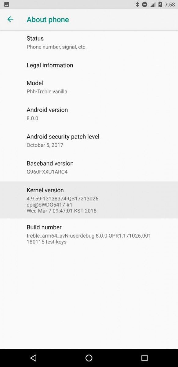 Samsung Galaxy S9 AOSP Android Oreo Project Treble