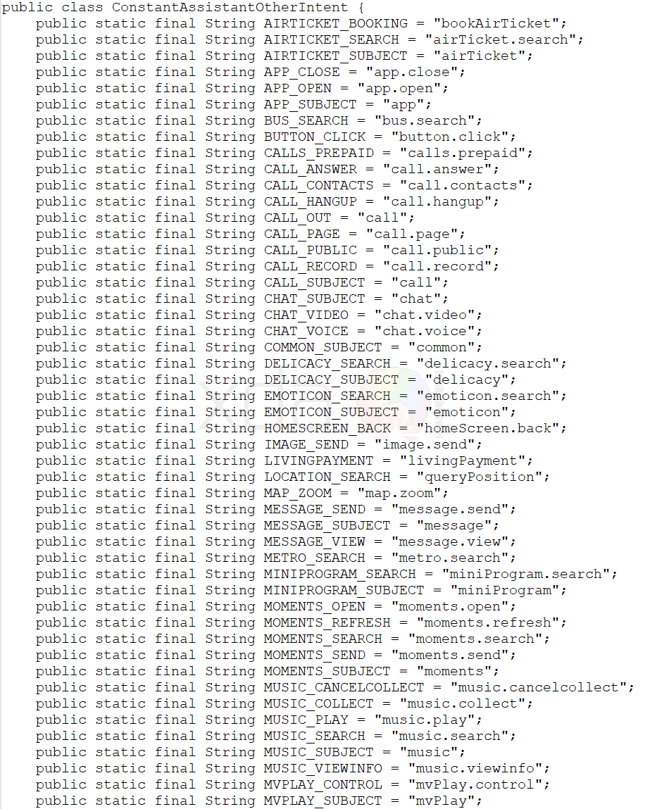 Huawei HiAssistant Intents