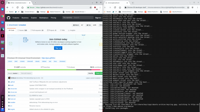Screenshot of Crouton installation