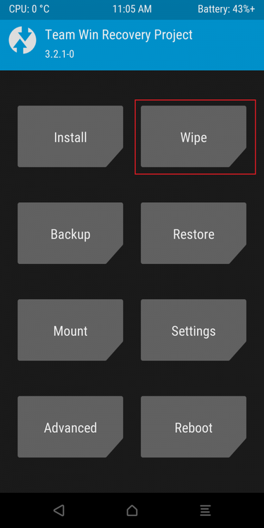 TWRP Main Screen