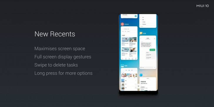 MIUI 10 Recents