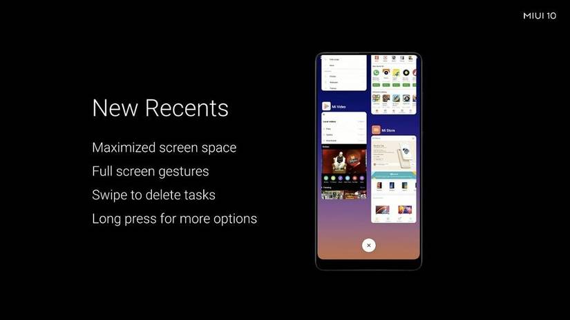 MIUI 10 Recents