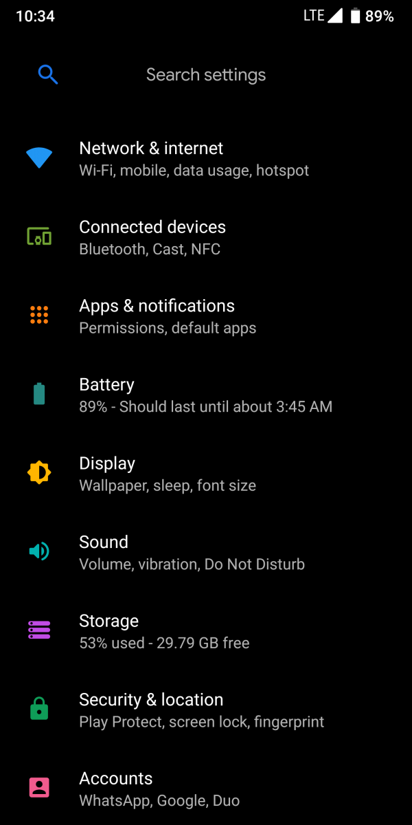 Android P Dark Custom Theme