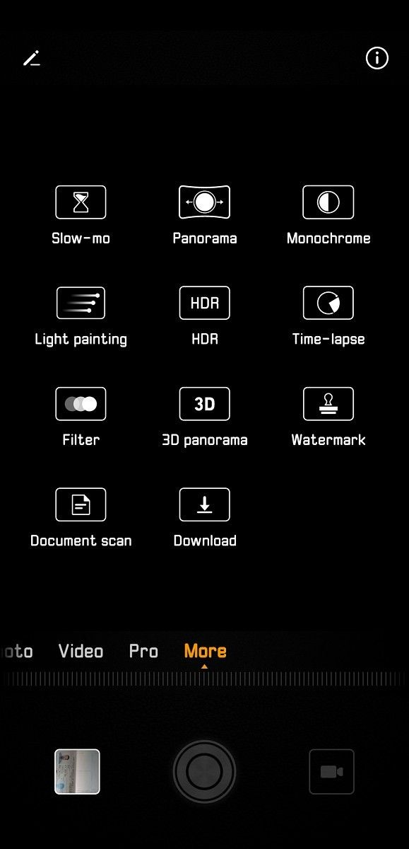 Huawei P20 Pro Camera App Modes