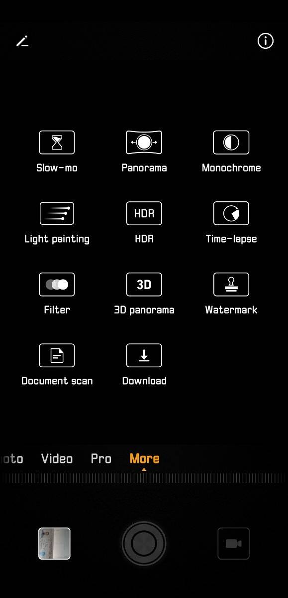 Huawei P20 Pro Camera App Modes