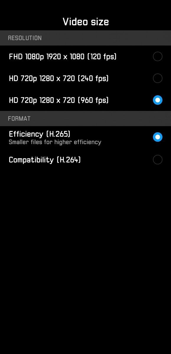 Huawei P20 Pro Camera App Slow Motion Video Recording Settings