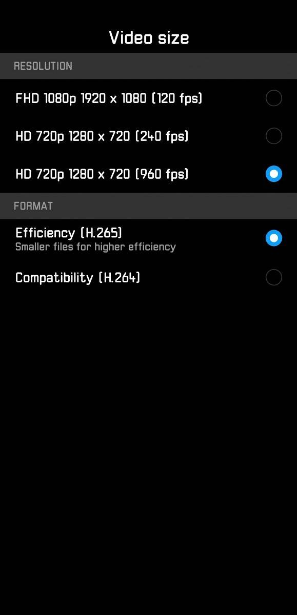 Huawei P20 Pro Camera App Slow Motion Video Recording Settings