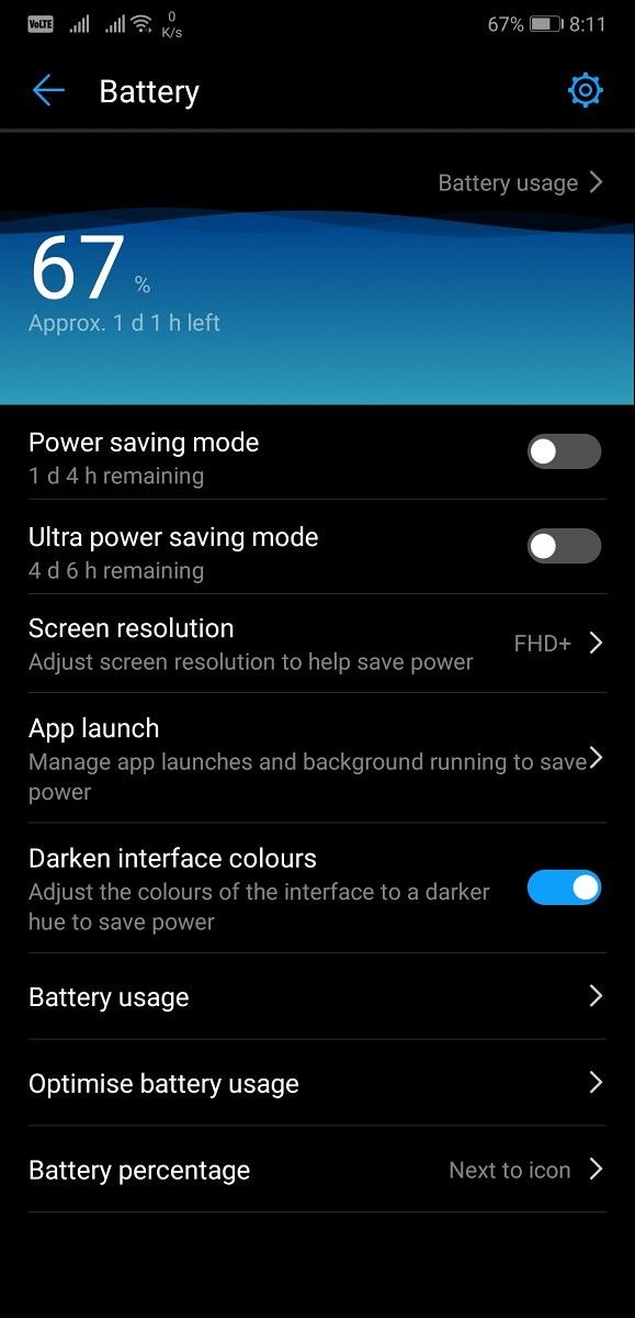 Huawei P20 Pro Dark Theme