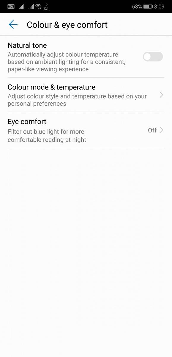 Huawei P20 Pro Display Color Settings