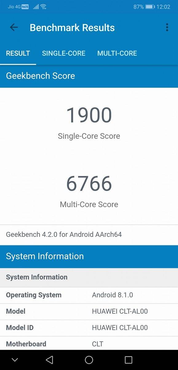 Huawei P20 Pro Geekbench Benchmark
