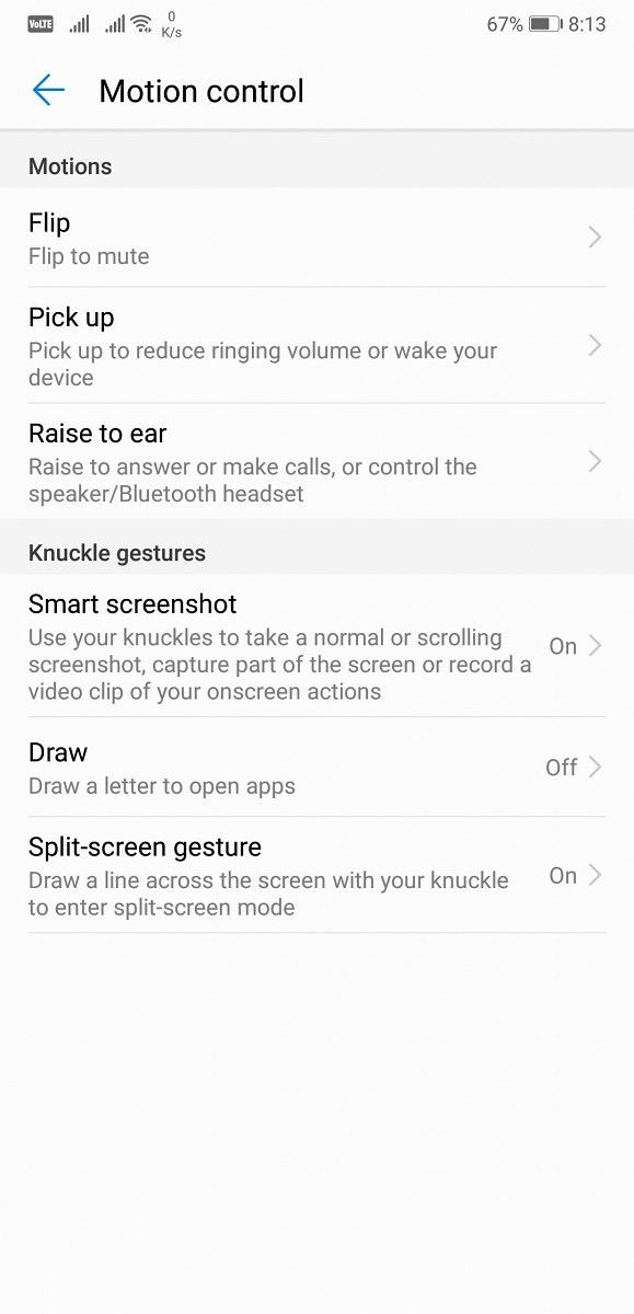 Huawei P20 Pro Motion Control