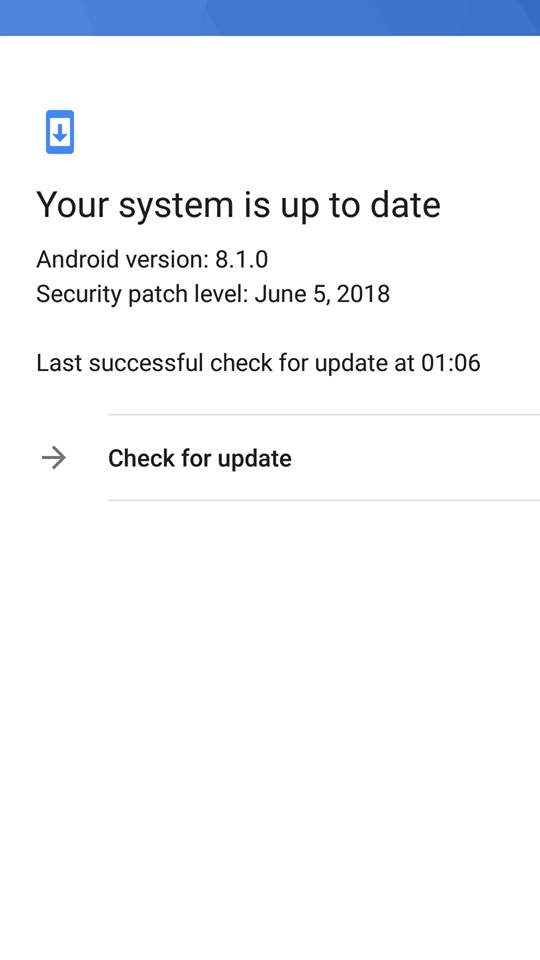 Xiaomi Mi A1 Android 8.1 Oreo