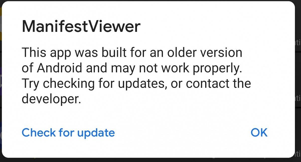 Android Q warn apps targeting Android Lollipop or earlier