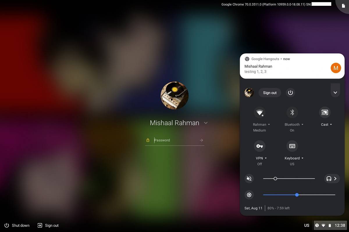 Chrome OS Lock Screen notifications