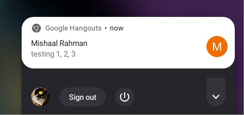 Chrome OS Lock Screen Notifications