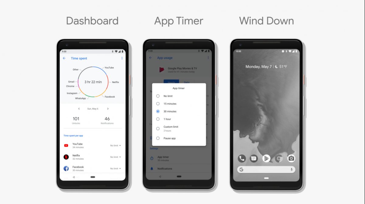 Digital Wellbeing Google Pixel, Google Pixel XL, Google Pixel 2, and Google Pixel 3 XL