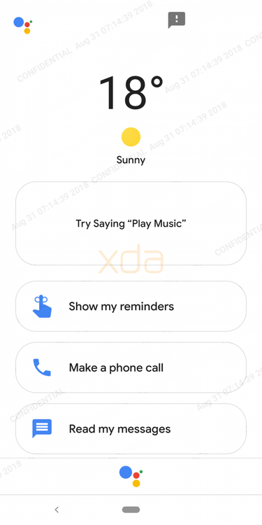 Google Assistant's docked UI when you insert the Google Pixel 3 into the Pixel Stand