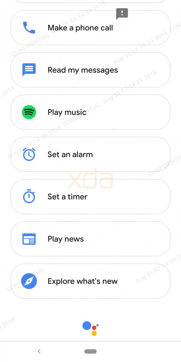 Google Assistant's docked UI when you insert the Google Pixel 3 into the Pixel Stand