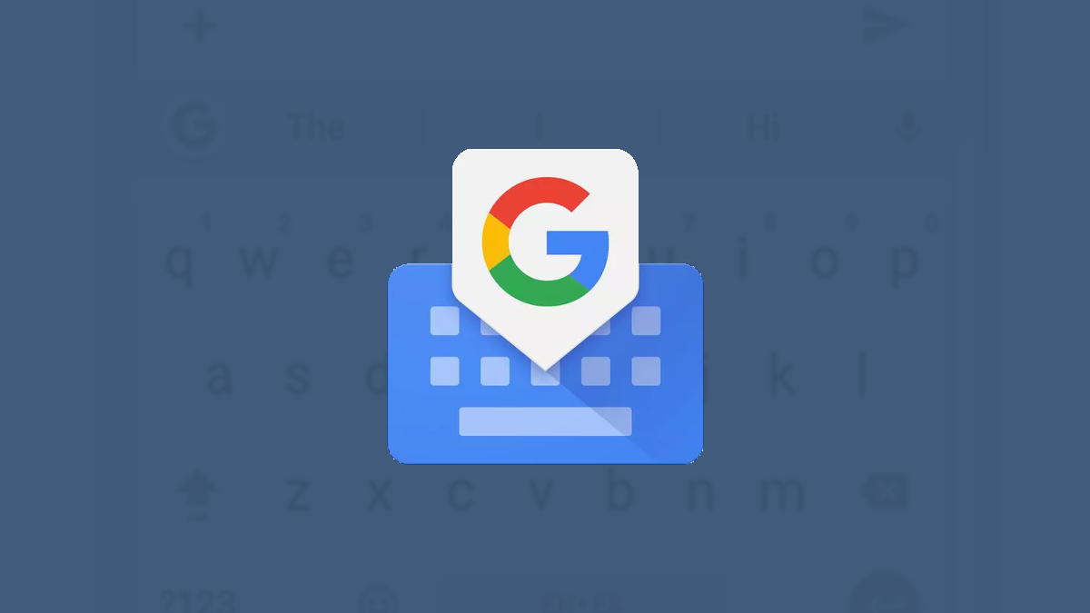 Gboard logo on blue background.