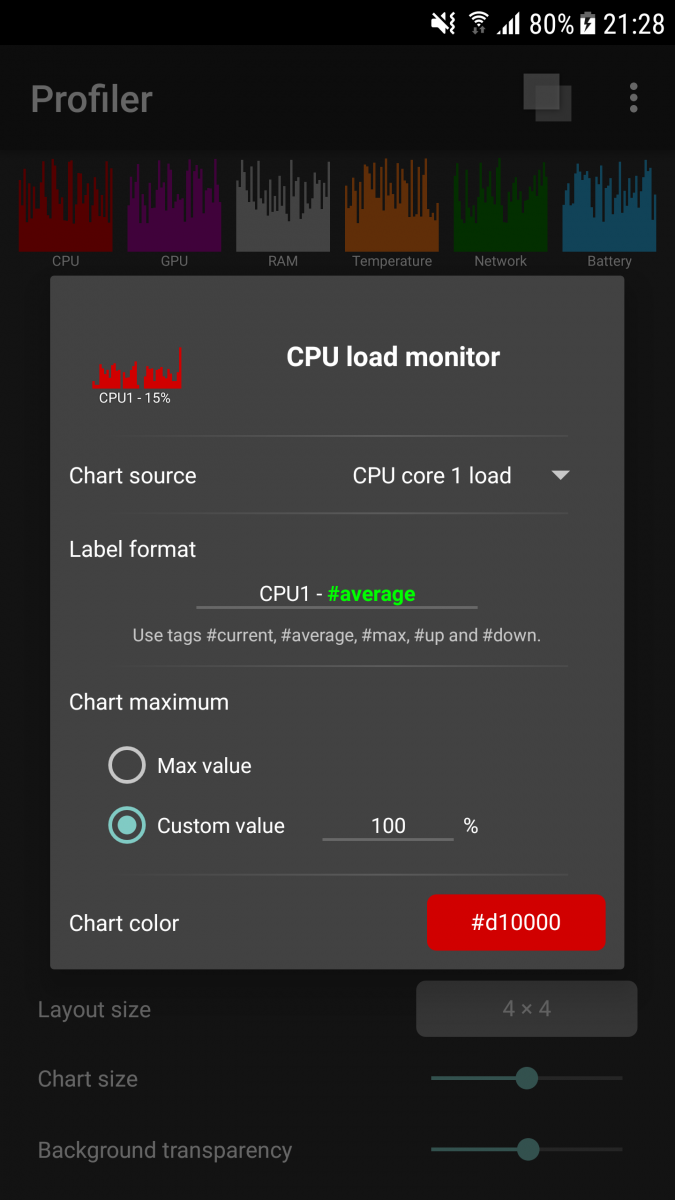 Profiler is a free, lightweight monitor for CPU, GPU, RAM, and more