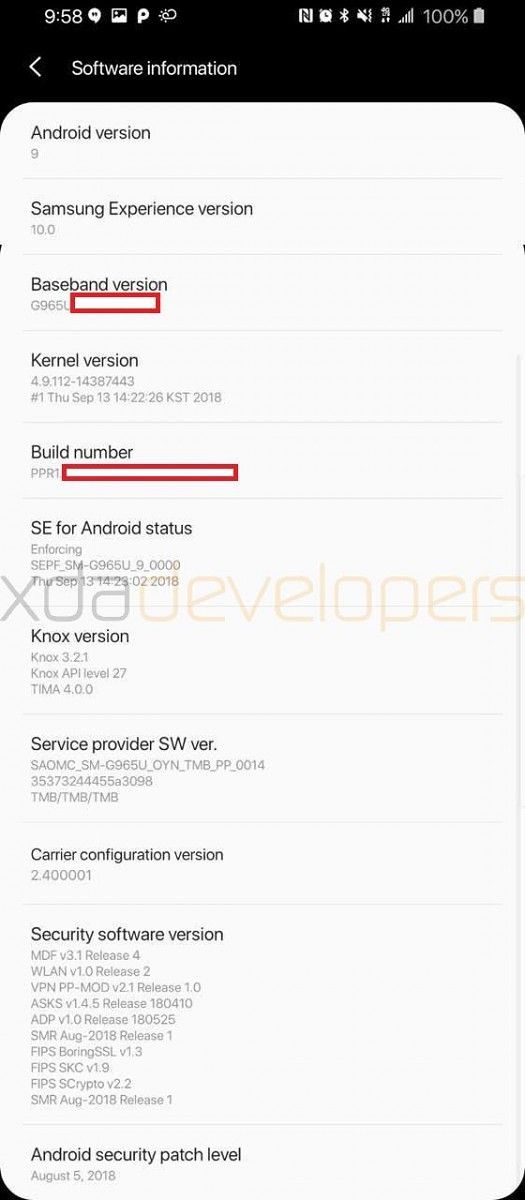 Samsung Galaxy S9+ running Samsung Experience 10.0 based on Android Pie