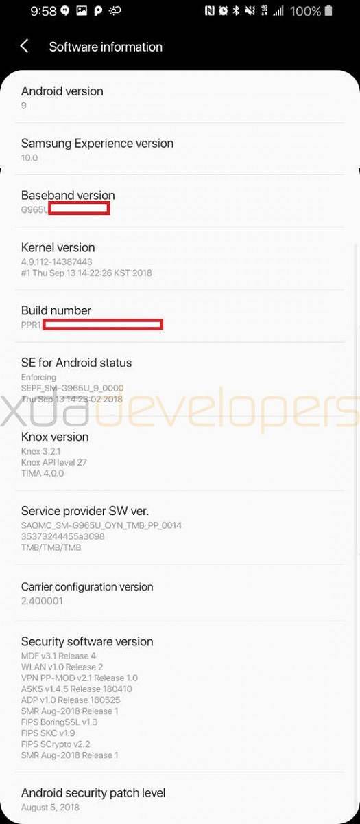 Samsung Galaxy S9+ running Samsung Experience 10.0 based on Android Pie