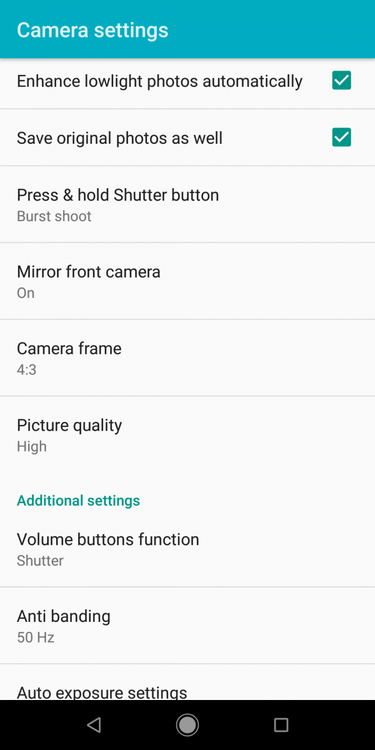 Xiaomi Mi A2 camera settings