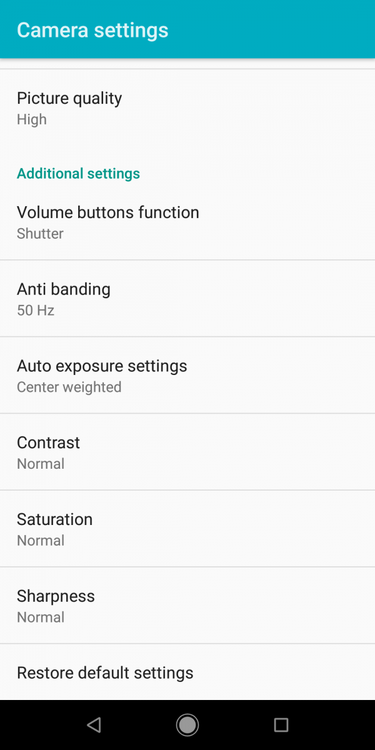 Xiaomi Mi A2 camera settings