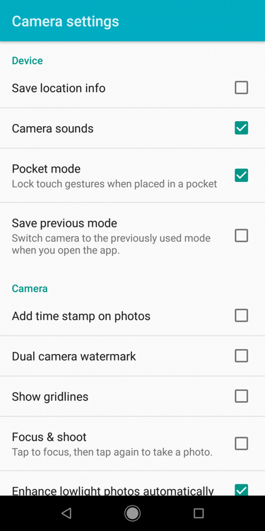 Xiaomi Mi A2 camera settings