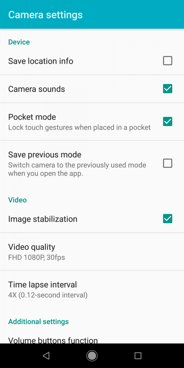 Xiaomi Mi A2 video recording settings