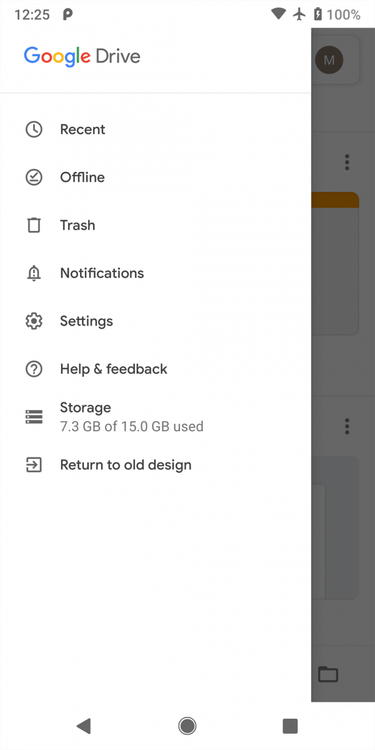Google Drive's new Google Material Theme design